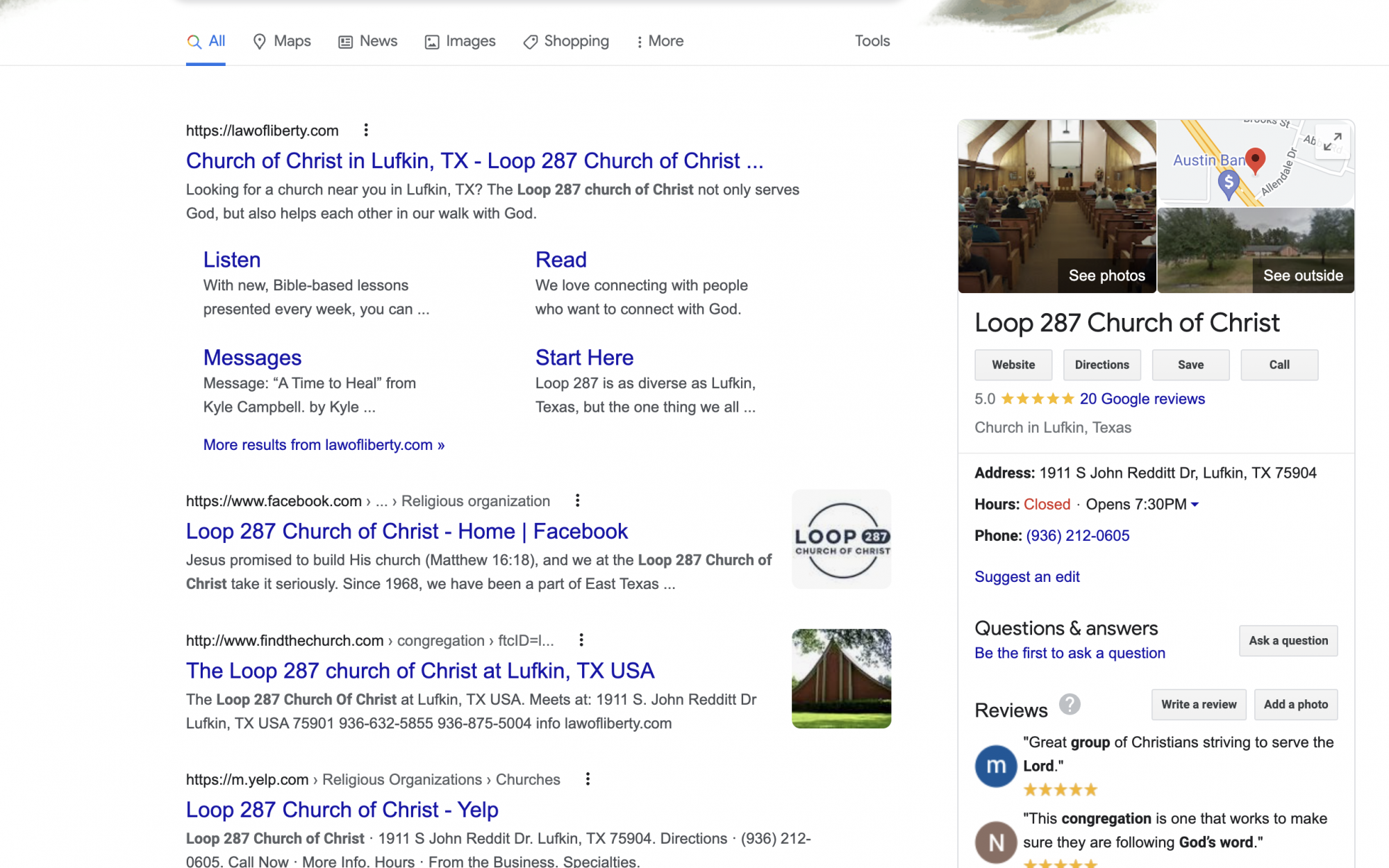 church google listing